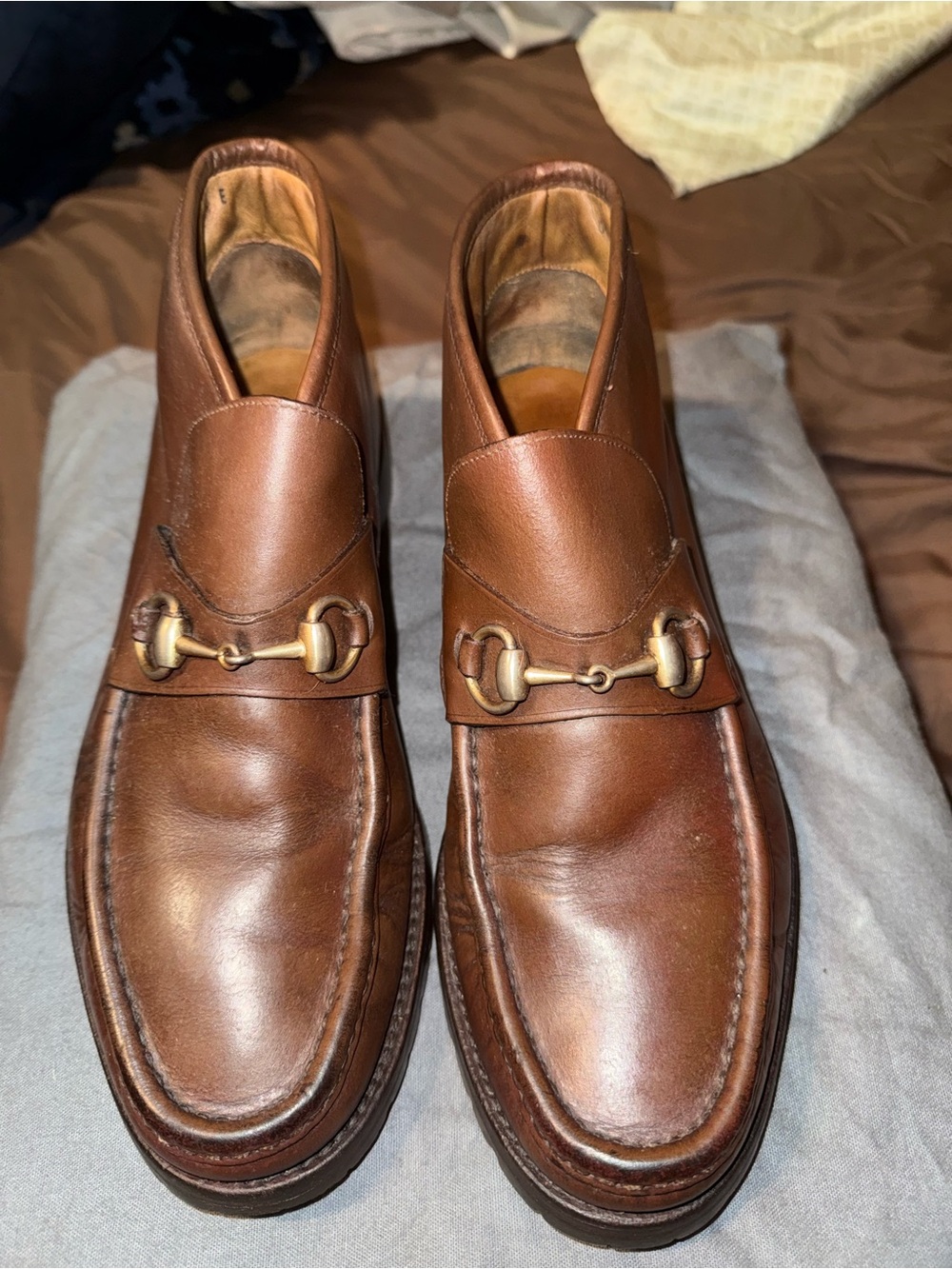 Gucci Brown Leather 3/4 Bit Loafers with Brass Horsebit 43 1/2eu 10m us